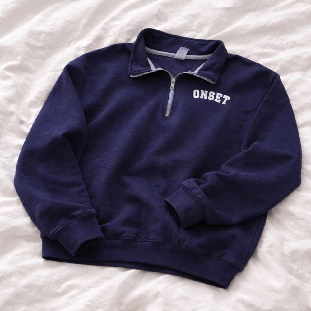 Adult Unisex Medium 1/4 Zip Navy Blue ONSET Pullover Sweatshirt